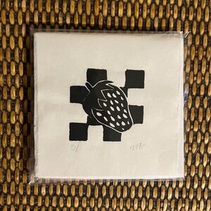 Bundle of THREE PRINTS (Black and white hand-printed linocut)